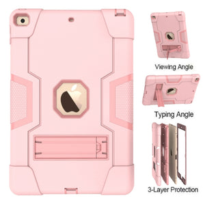 For iPad 10.2 Contrast Color Silicone + PC Combination Case with Holder(Rose Gold)