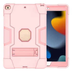 For iPad 10.2 Contrast Color Silicone + PC Combination Case with Holder(Rose Gold)