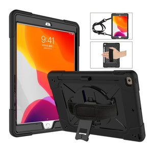 For iPad 10.2 Contrast Color Silicone + PC Combination Case with Holder(Black)