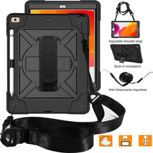 For iPad 10.2 Contrast Color Silicone + PC Combination Case with Holder(Black)