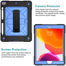 For iPad 10.2 Contrast Color Silicone + PC Combination Case with Holder(Black + Blue)