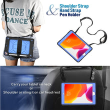 For iPad 10.2 Contrast Color Silicone + PC Combination Case with Holder(Black + Blue)