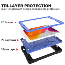 For iPad 10.2 Contrast Color Silicone + PC Combination Case with Holder(Black + Blue)