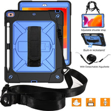 For iPad 10.2 Contrast Color Silicone + PC Combination Case with Holder(Black + Blue)