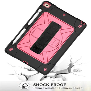 For iPad 10.2 Contrast Color Silicone + PC Combination Case with Holder(Black + Rose Red)