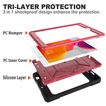 For iPad 10.2 Contrast Color Silicone + PC Combination Case with Holder(Black + Rose Red)