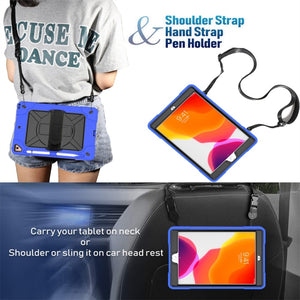 For iPad 10.2 Contrast Color Silicone + PC Combination Case with Holder(Dark Blue + Black)