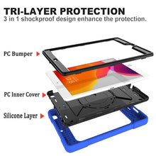 For iPad 10.2 Contrast Color Silicone + PC Combination Case with Holder(Dark Blue + Black)