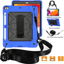 For iPad 10.2 Contrast Color Silicone + PC Combination Case with Holder(Dark Blue + Black)