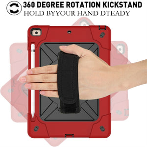 For iPad 10.2 Contrast Color Silicone + PC Combination Case with Holder(Red + Black)