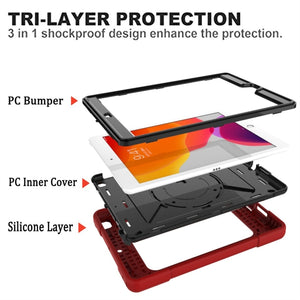 For iPad 10.2 Contrast Color Silicone + PC Combination Case with Holder(Red + Black)