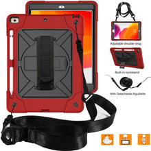 For iPad 10.2 Contrast Color Silicone + PC Combination Case with Holder(Red + Black)