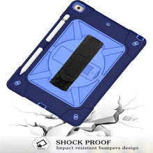 For iPad 10.2 Contrast Color Silicone + PC Combination Case with Holder(Navy Blue + Blue)