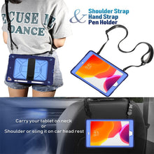 For iPad 10.2 Contrast Color Silicone + PC Combination Case with Holder(Navy Blue + Blue)