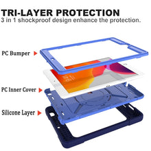 For iPad 10.2 Contrast Color Silicone + PC Combination Case with Holder(Navy Blue + Blue)