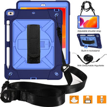 For iPad 10.2 Contrast Color Silicone + PC Combination Case with Holder(Navy Blue + Blue)