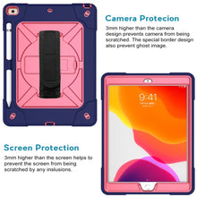 For iPad 10.2 Contrast Color Silicone + PC Combination Case with Holder(Navy Blue + Rose Red)