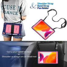 For iPad 10.2 Contrast Color Silicone + PC Combination Case with Holder(Navy Blue + Rose Red)