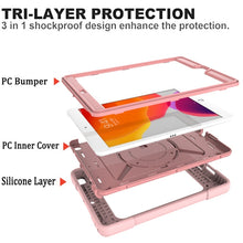 For iPad 10.2 Contrast Color Silicone + PC Combination Case with Holder(Rose Gold)