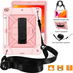 For iPad 10.2 Contrast Color Silicone + PC Combination Case with Holder(Rose Gold)