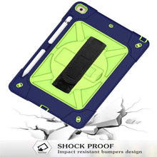 For iPad 10.2 Contrast Color Silicone + PC Combination Case with Holder(Navy Blue + Olivine)