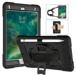For iPad Mini 5 / 4 Contrast Color Silicone + PC Combination Case with Holder(Black)