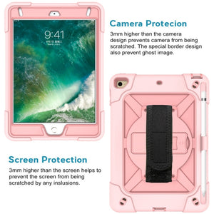 For iPad Mini 5 / 4 Contrast Color Silicone + PC Combination Case with Holder(Rose Gold)