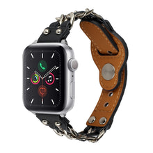 Genuine Leather Male Style Watch Band For Apple Watch Series 8&7 41mm / SE 2&6&SE&5&4 40mm / 3&2&1 38mm(Black)