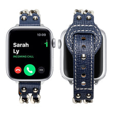 Genuine Leather Male Style Watch Band For Apple Watch Series 8&7 41mm / SE 2&6&SE&5&4 40mm / 3&2&1 38mm(Blue)