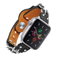 Genuine Leather Male Style Watch Band For Apple Watch Ultra 49mm / Series 8&7 45mm / SE 2&6&SE&5&4 44mm / 3&2&1 42mm(Black)
