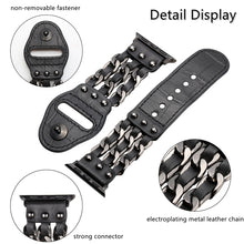 Genuine Leather Male Style Watch Band For Apple Watch Series 8&7 41mm / SE 2&6&SE&5&4 40mm / 3&2&1 38mm(Black)