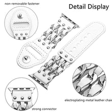 Genuine Leather Male Style Watch Band For Apple Watch Series 8&7 41mm / SE 2&6&SE&5&4 40mm / 3&2&1 38mm(White)