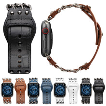 Genuine Leather Male Style Watch Band For Apple Watch Series 8&7 41mm / SE 2&6&SE&5&4 40mm / 3&2&1 38mm(Brown)