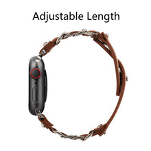 Genuine Leather Male Style Watch Band For Apple Watch Ultra 49mm / Series 8&7 45mm / SE 2&6&SE&5&4 44mm / 3&2&1 42mm(Brown)