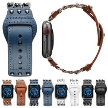 Genuine Leather Male Style Watch Band For Apple Watch Ultra 49mm / Series 8&7 45mm / SE 2&6&SE&5&4 44mm / 3&2&1 42mm(Brown)
