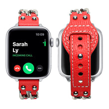 Genuine Leather Female Style Watch Band For Apple Watch Series 8&7 41mm / SE 2&6&SE&5&4 40mm / 3&2&1 38mm(Red)