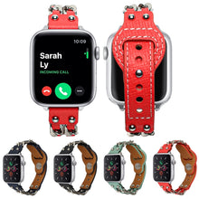 Genuine Leather Female Style Watch Band For Apple Watch Ultra 49mm / Series 8&7 45mm / SE 2&6&SE&5&4 44mm / 3&2&1 42mm(Green)