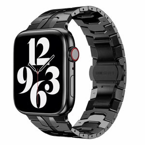 Butterfly Buckle Metal Watch Band For Apple Watch Series 8&7 41mm / SE 2&6&SE&5&4 40mm / 3&2&1 38mm(Black)