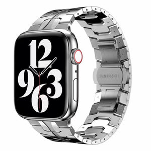 Butterfly Buckle Metal Watch Band For Apple Watch Series 8&7 41mm / SE 2&6&SE&5&4 40mm / 3&2&1 38mm(Silver)