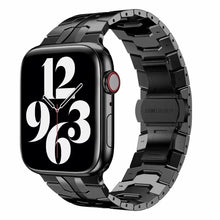 Butterfly Buckle Metal Watch Band For Apple Watch Ultra 49mm / Series 8&7 45mm / SE 2&6&SE&5&4 44mm / 3&2&1 42mm(Black)