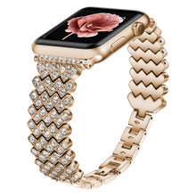 Heart Diamond Metal Watch Band For Apple Watch Series 8&7 41mm / SE 2&6&SE&5&4 40mm / 3&2&1 38mm(Rose Gold)