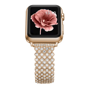 Heart Diamond Metal Watch Band For Apple Watch Series 8&7 41mm / SE 2&6&SE&5&4 40mm / 3&2&1 38mm(Rose Gold)