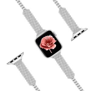 Heart Diamond Metal Watch Band For Apple Watch Series 8&7 41mm / SE 2&6&SE&5&4 40mm / 3&2&1 38mm(Silver)