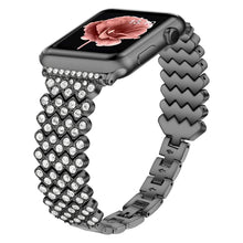 Heart Diamond Metal Watch Band For Apple Watch Series 8&7 41mm / SE 2&6&SE&5&4 40mm / 3&2&1 38mm(Black)