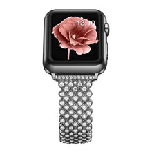 Heart Diamond Metal Watch Band For Apple Watch Series 8&7 41mm / SE 2&6&SE&5&4 40mm / 3&2&1 38mm(Black)