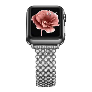 Heart Diamond Metal Watch Band For Apple Watch Series 8&7 41mm / SE 2&6&SE&5&4 40mm / 3&2&1 38mm(Black)