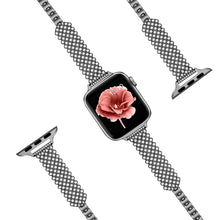 Heart Diamond Metal Watch Band For Apple Watch Series 8&7 41mm / SE 2&6&SE&5&4 40mm / 3&2&1 38mm(Black)