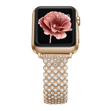 Heart Diamond Metal Watch Band For Apple Watch Ultra 49mm / Series 8&7 45mm / SE 2&6&SE&5&4 44mm / 3&2&1 42mm(Rose Gold)