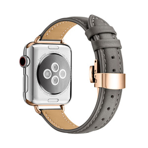 Slimming Butterfly Buckle Watch Band For Apple Watch Series 8&7 41mm / SE 2&6&SE&5&4 40mm / 3&2&1 38mm(Grey Rose Gold)