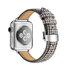 Slimming Butterfly Buckle Watch Band For Apple Watch Series 8&7 41mm / SE 2&6&SE&5&4 40mm / 3&2&1 38mm(Houndstooth Coffee Black Silver)